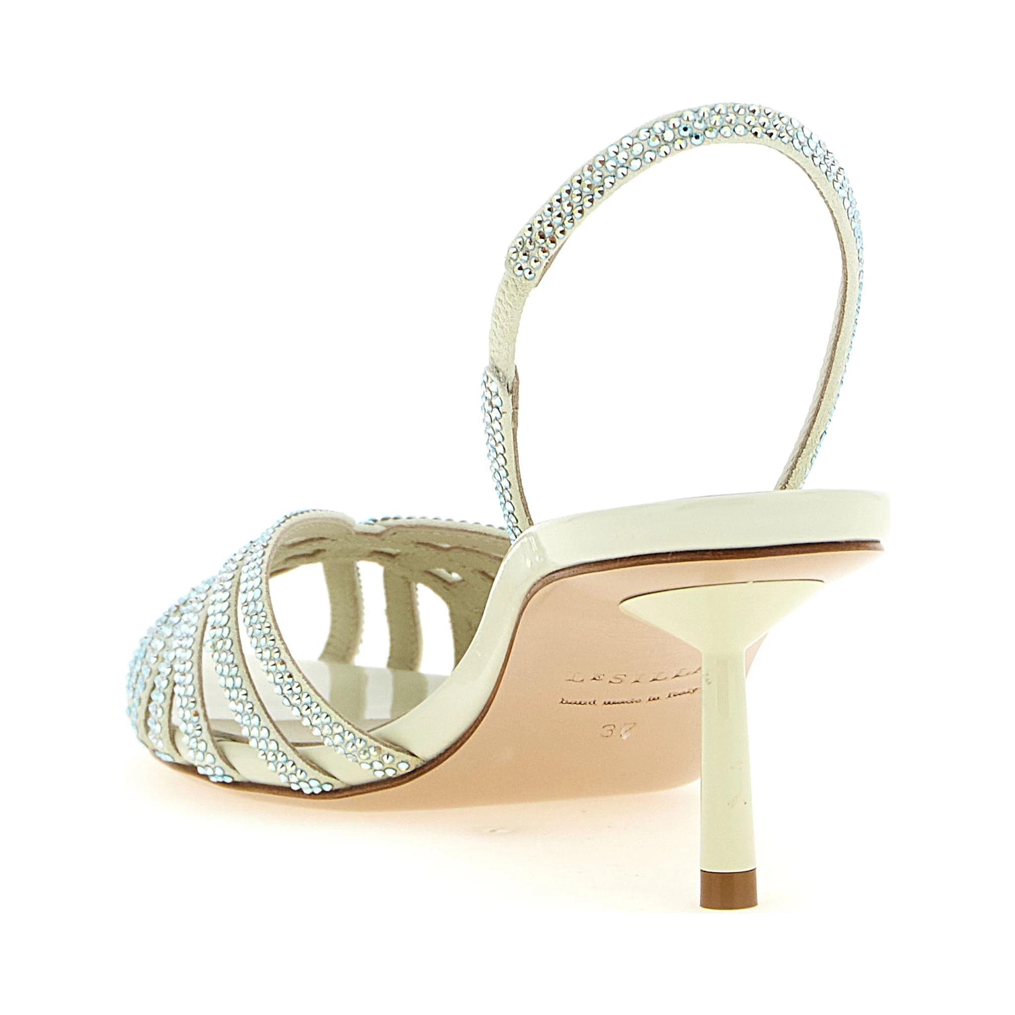 Bicolor Goatskin Stiletto Heel Sandals
