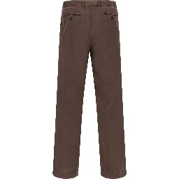 Brown Cotton Casual Pants