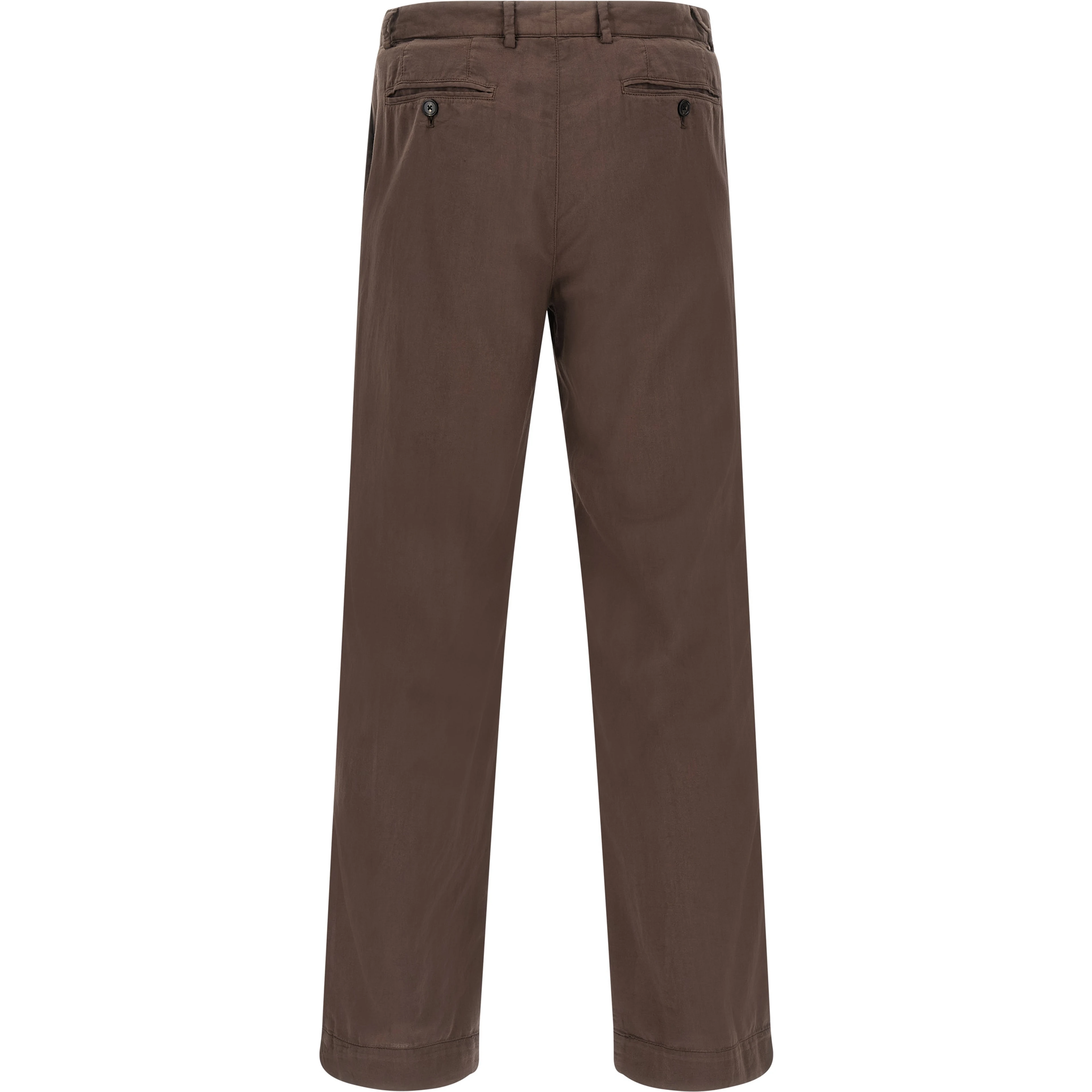 Brown Cotton Casual Pants