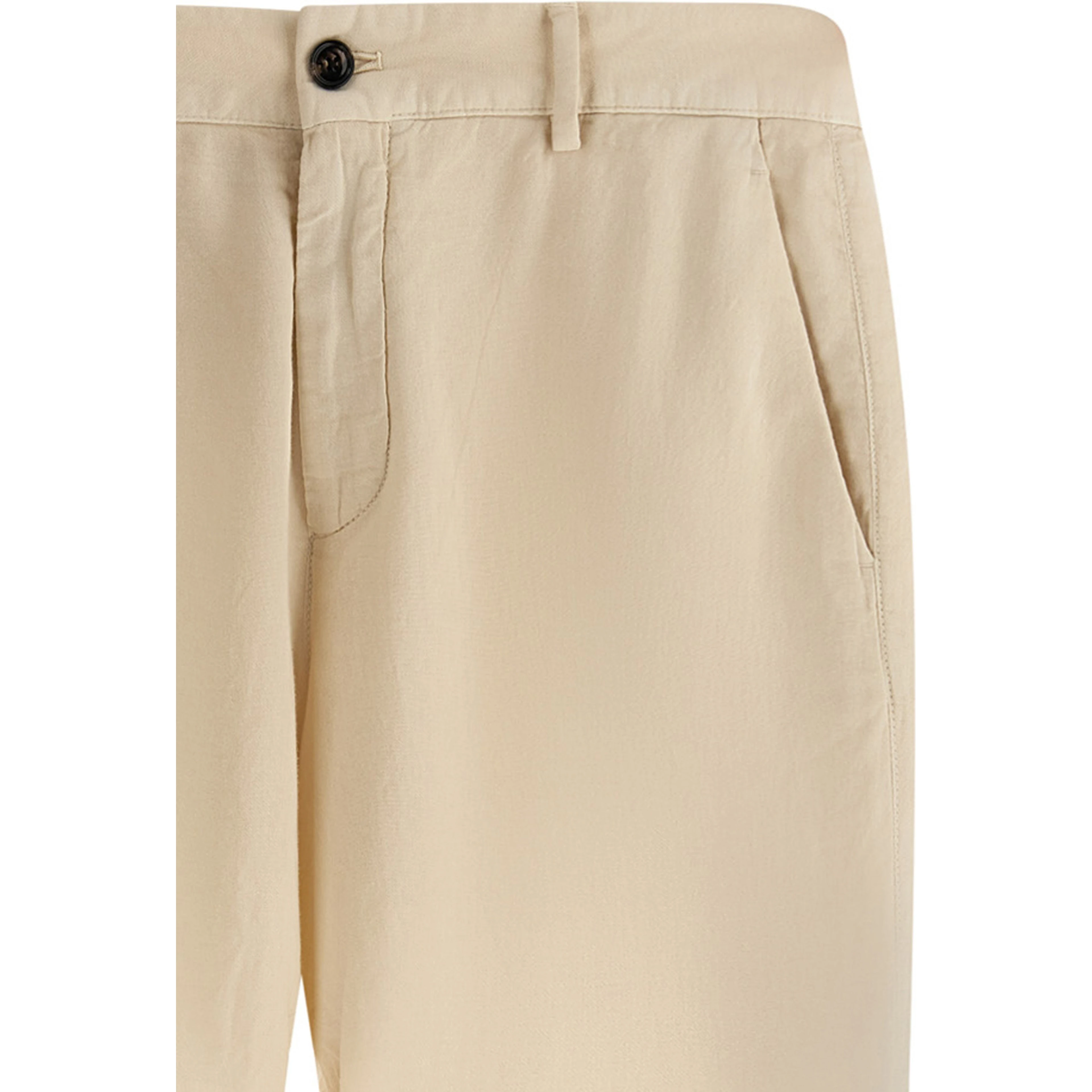 Beige Cotton Casual Pants