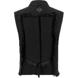 Black Cotton Sleeveless Jacket