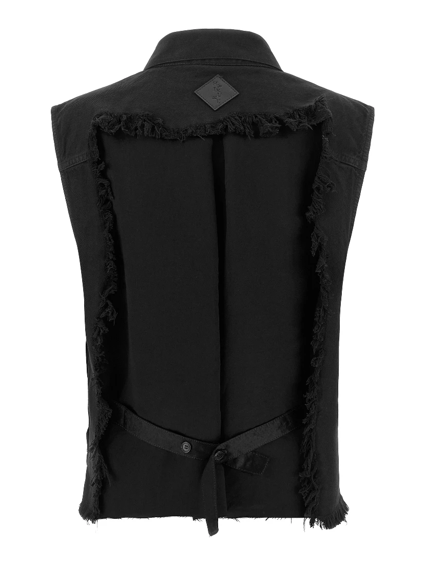 Black Cotton Sleeveless Jacket
