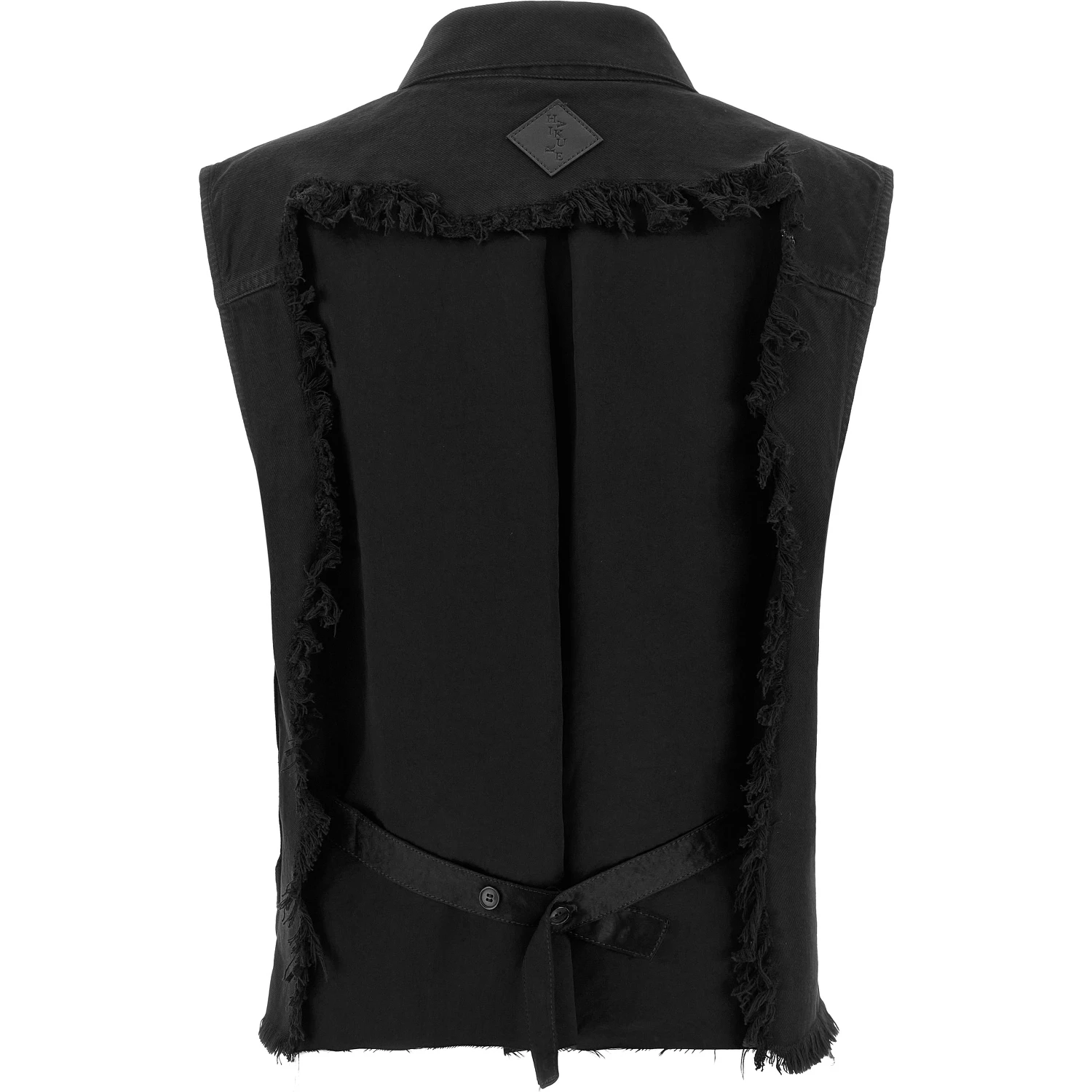 Black Cotton Sleeveless Jacket