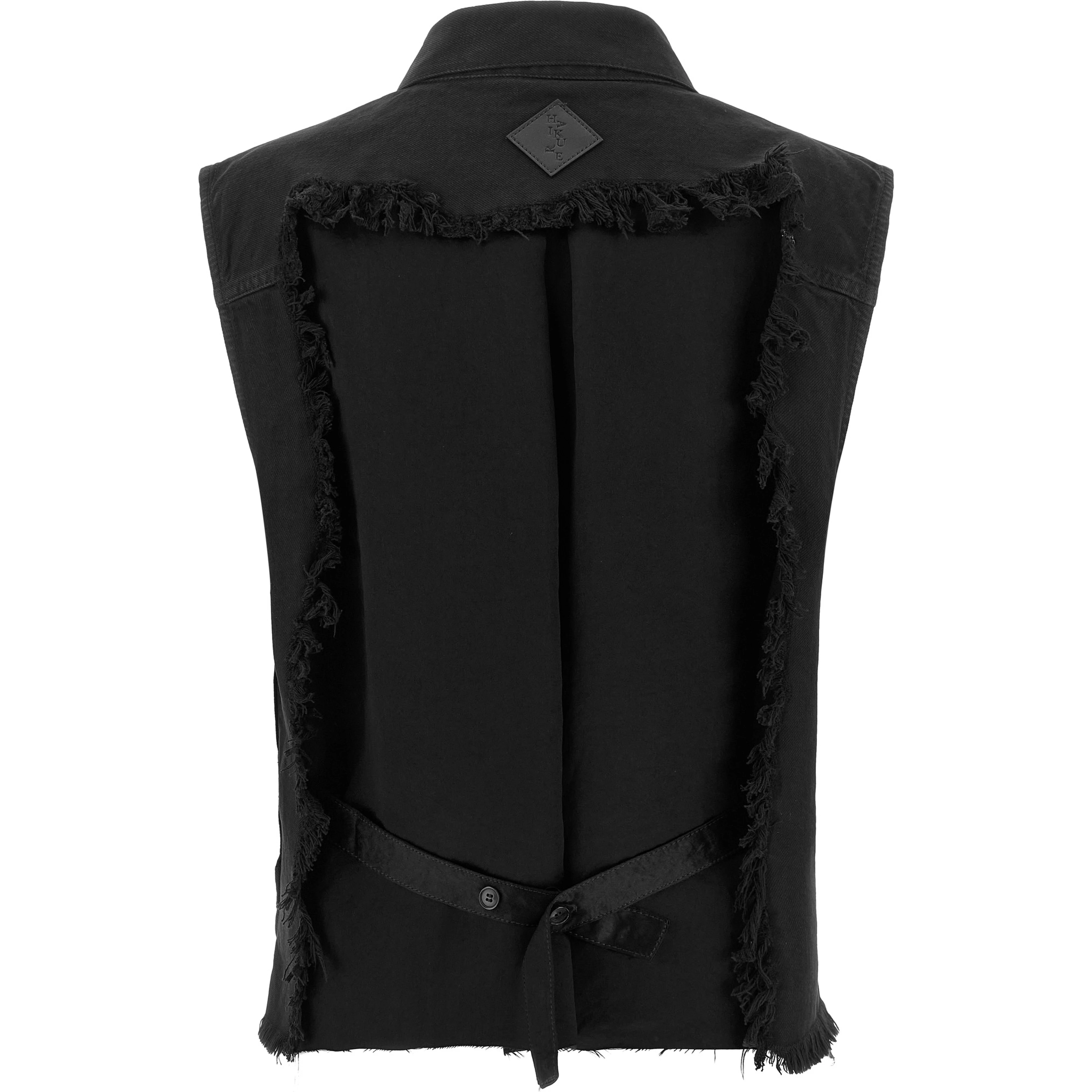 Black Cotton Sleeveless Jacket