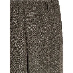 Brown Virgin Wool Casual Pants