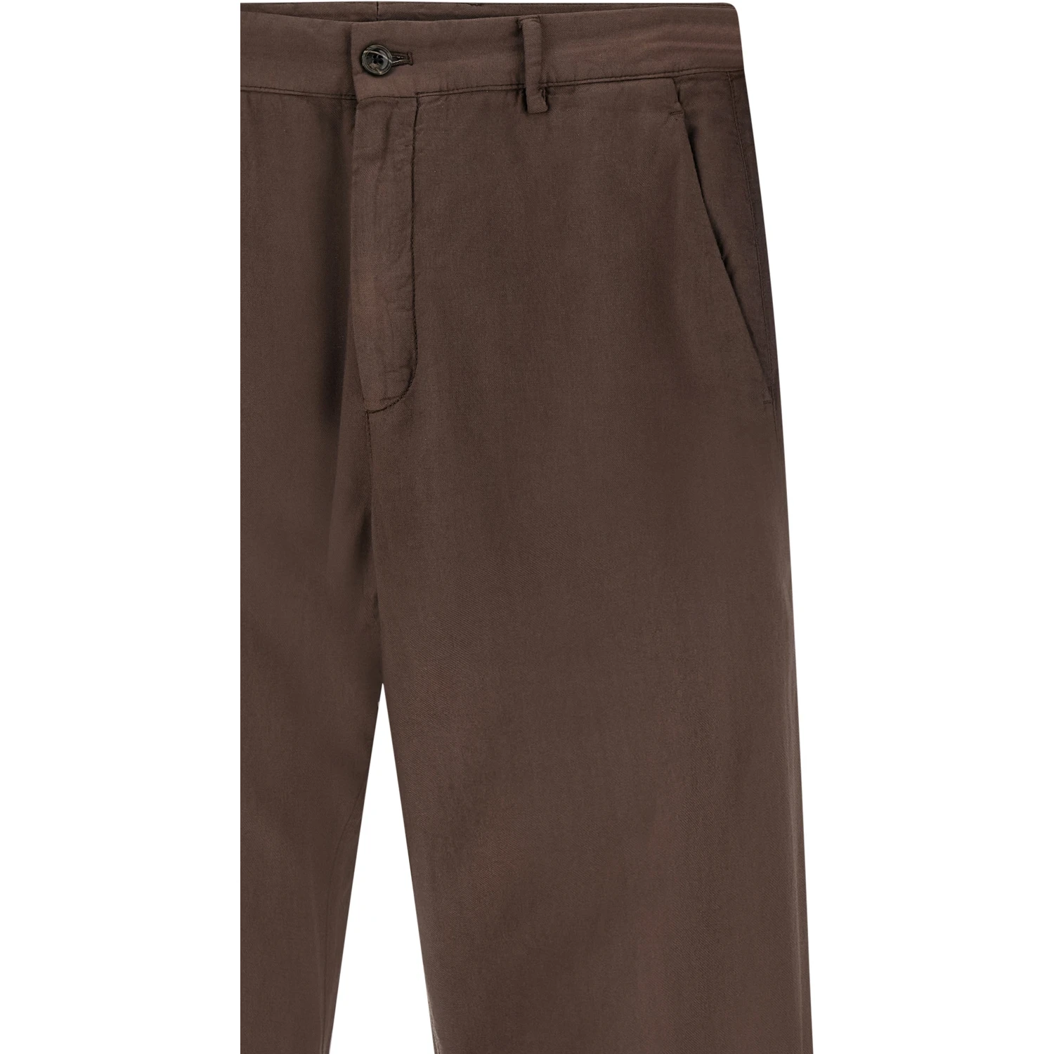 Brown Cotton Casual Pants