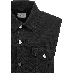 Black Cotton Sleeveless Jacket