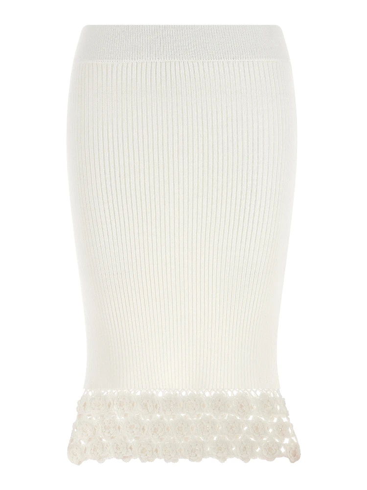 White Organic Cotton Midi Skirt
