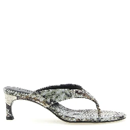 Gray Calfskin Flip-Flop Sandals