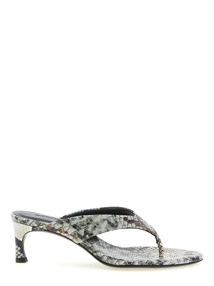 Gray Calfskin Flip-Flop Sandals