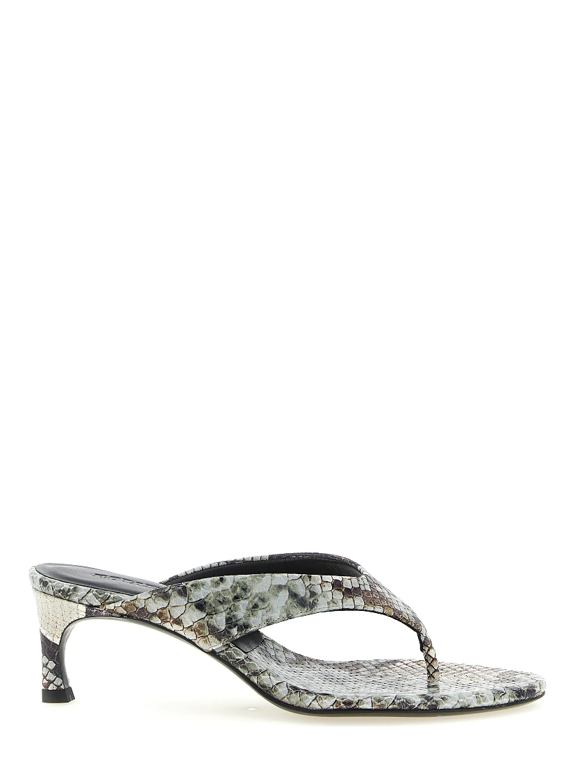 Gray Calfskin Flip-Flop Sandals