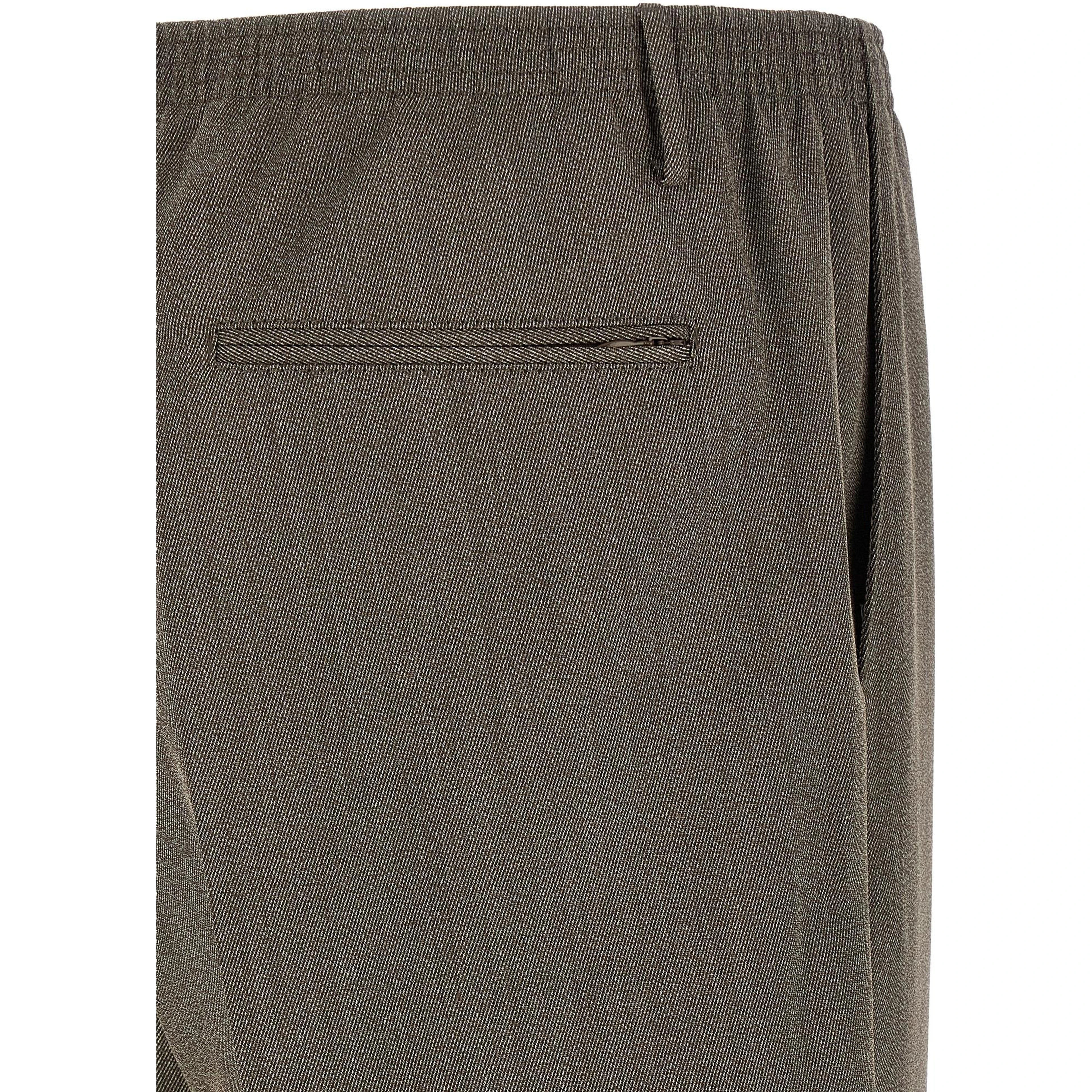 Brown Virgin Wool Casual Pants