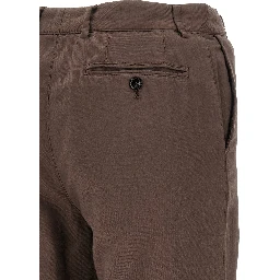 Brown Cotton Casual Pants