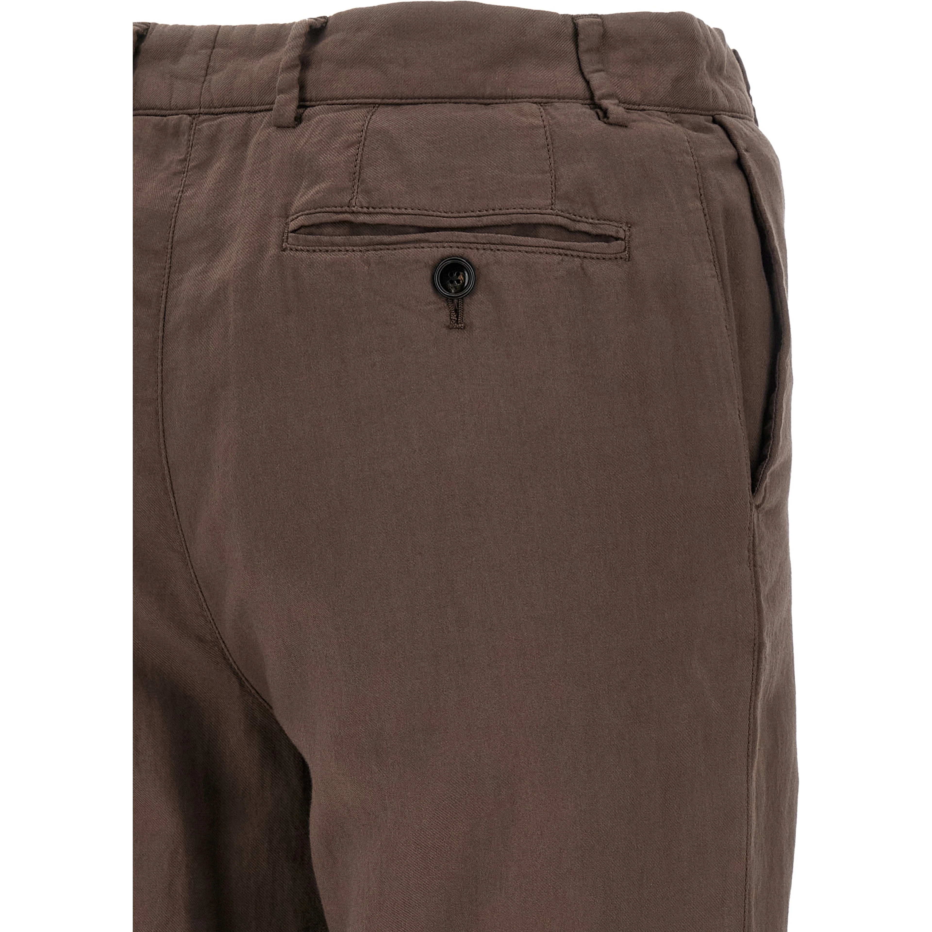Brown Cotton Casual Pants