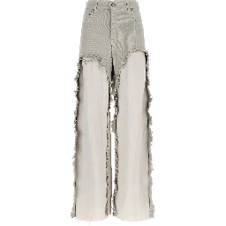 Gray Cotton Flared Jeans