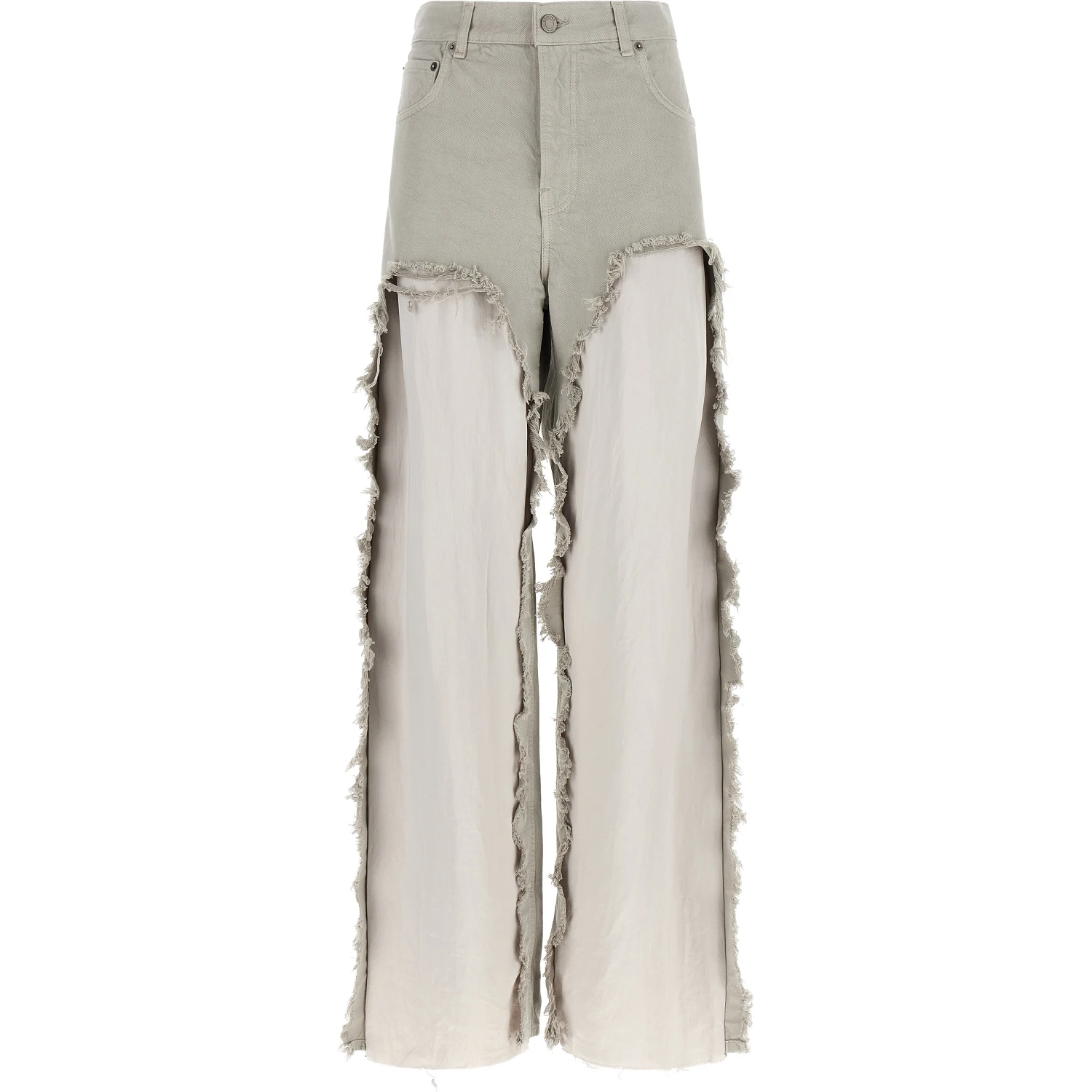 Gray Cotton Flared Jeans