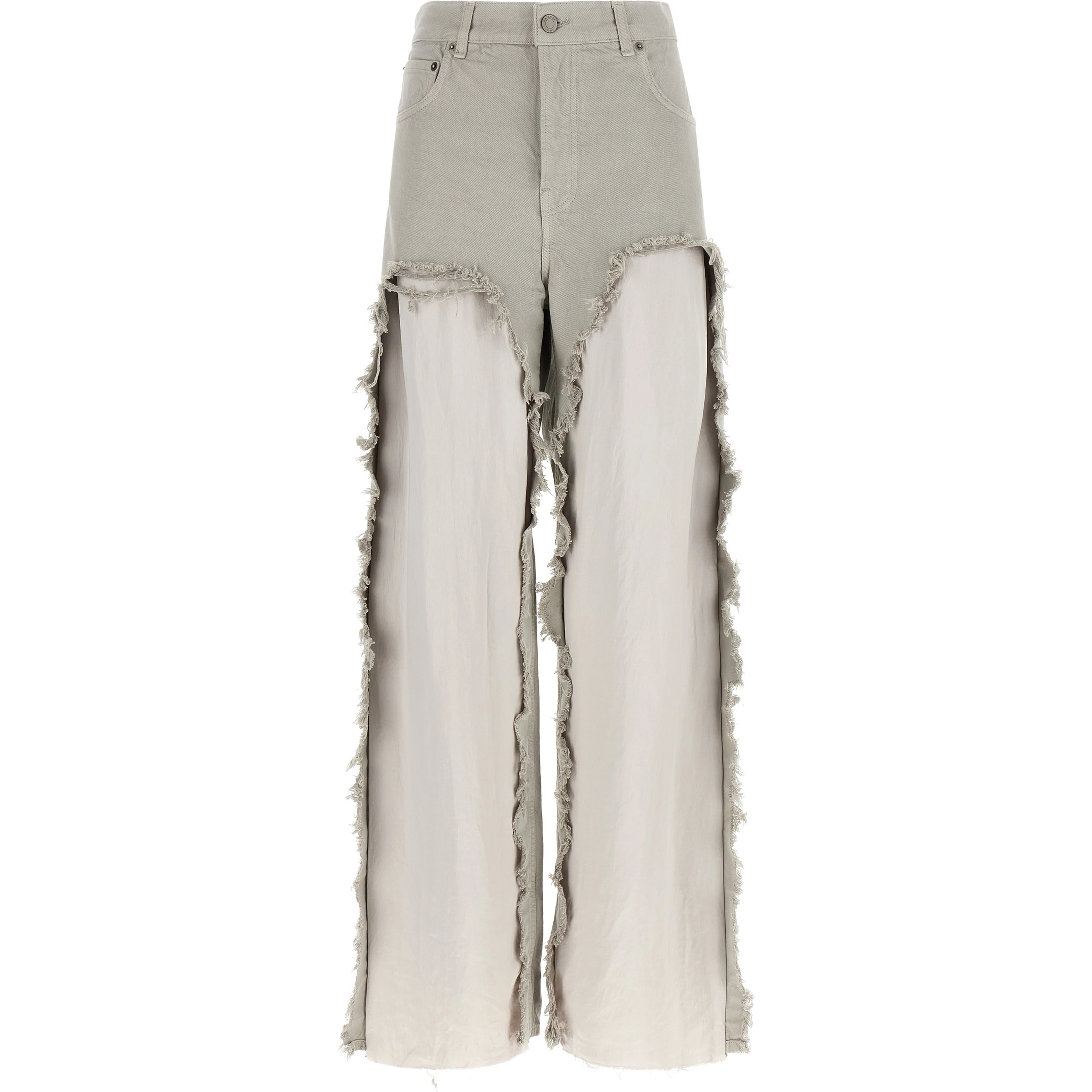Gray Cotton Flared Jeans
