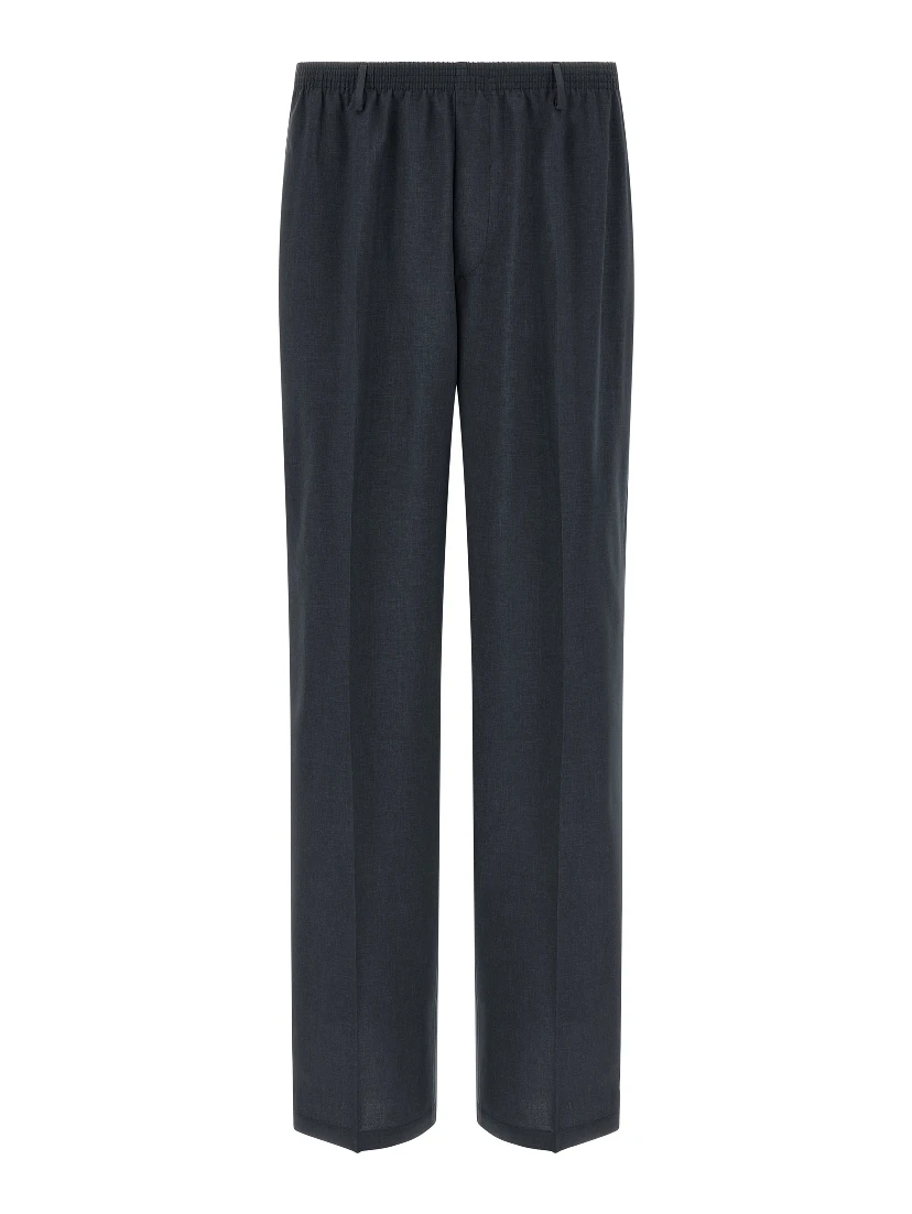 Black Polyester Casual Pants