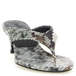 Gray Calfskin Flip-Flop Sandals