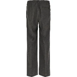 Gray Polyester Casual Pants