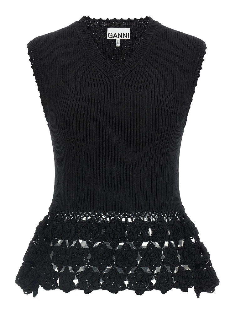 Black Organic Cotton Sleeveless Jacket