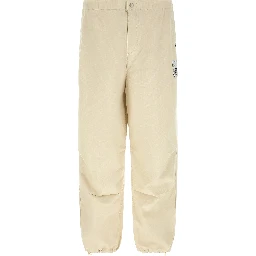 Beige Cotton Athletic Pants