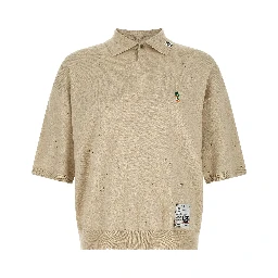 Beige Cotton Polo Shirt