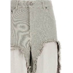 Gray Cotton Flared Jeans