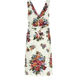 White Viscose Midi Dress