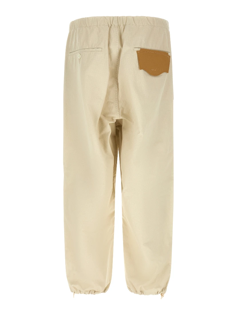 Beige Cotton Athletic Pants