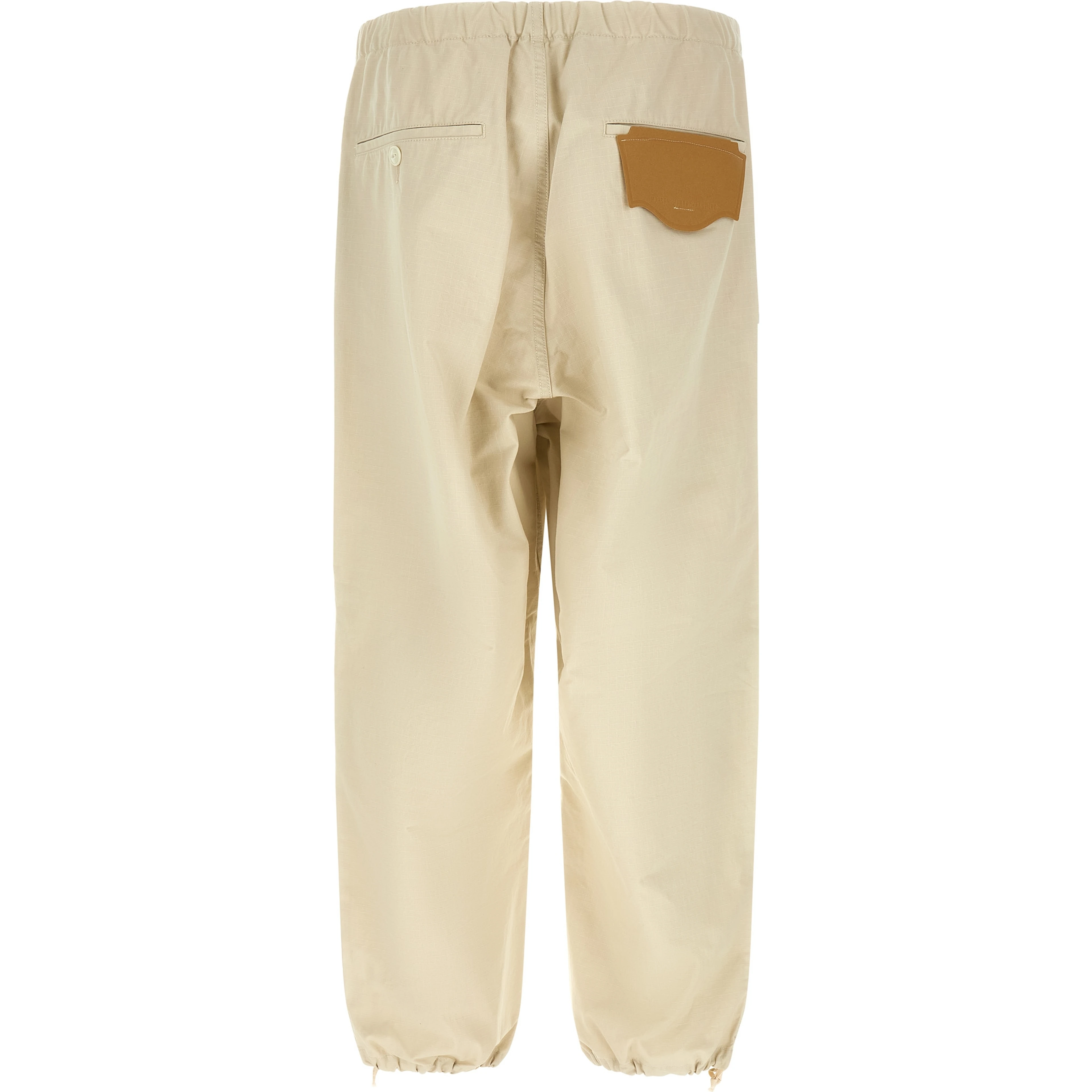 Beige Cotton Athletic Pants