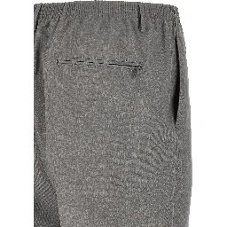 Gray Polyester Casual Pants
