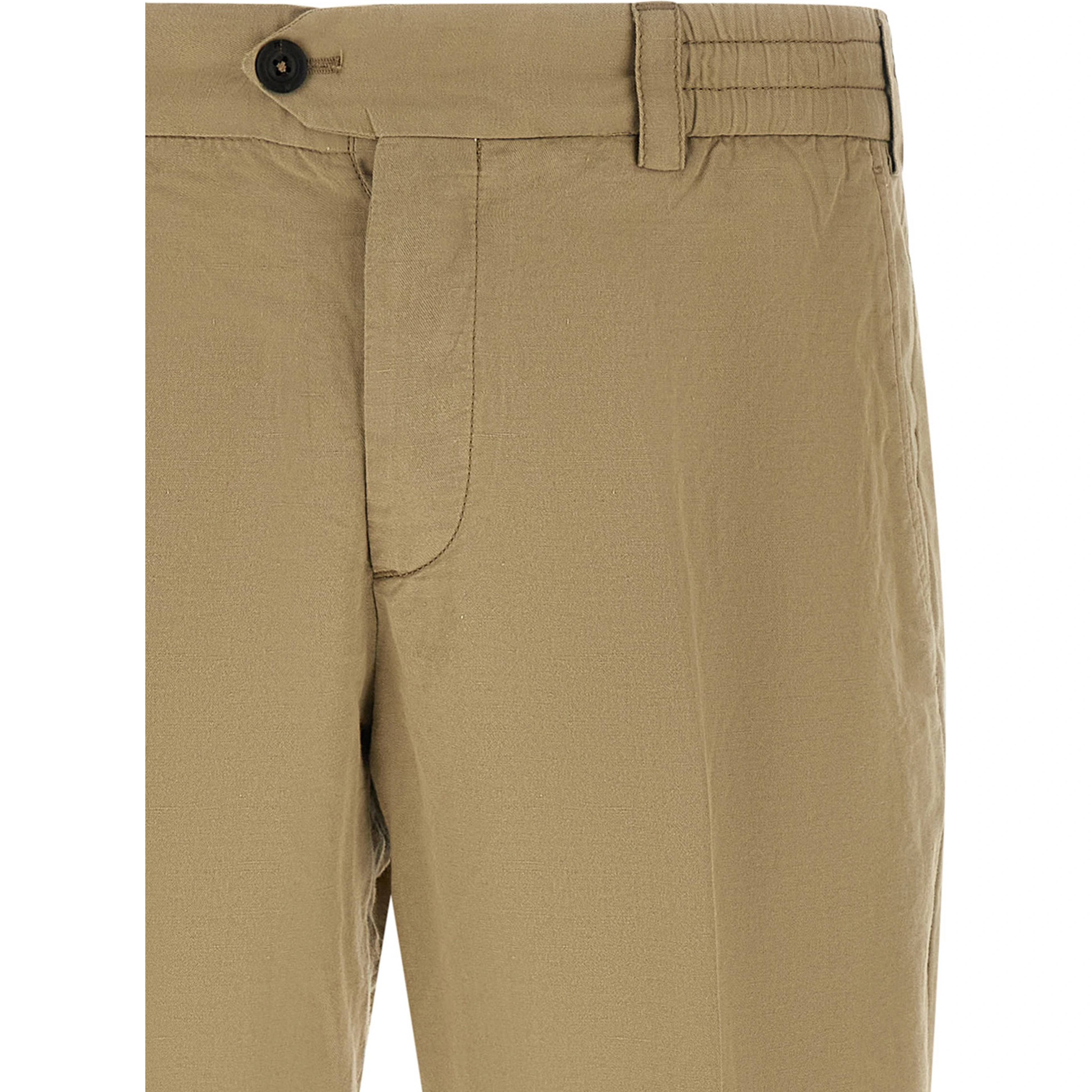 Beige Linen Casual Pants