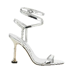 Silver Polyethylene Stiletto Heel Sandals