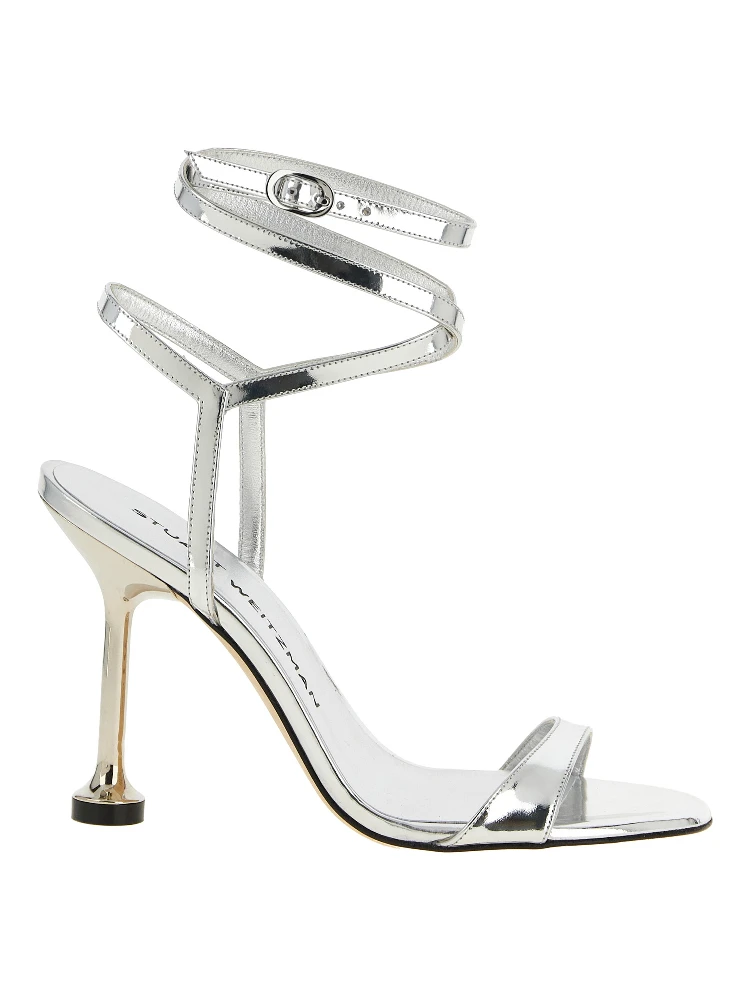 Silver Polyethylene Stiletto Heel Sandals