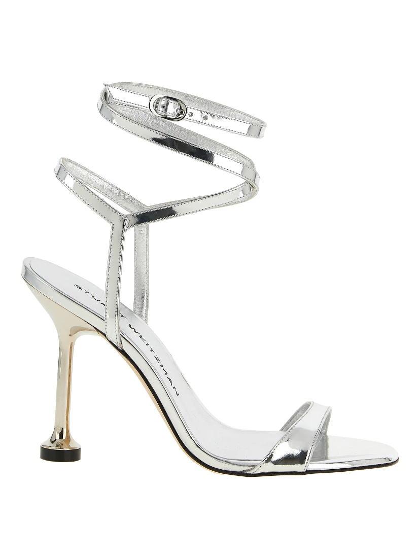 Silver Polyethylene Stiletto Heel Sandals