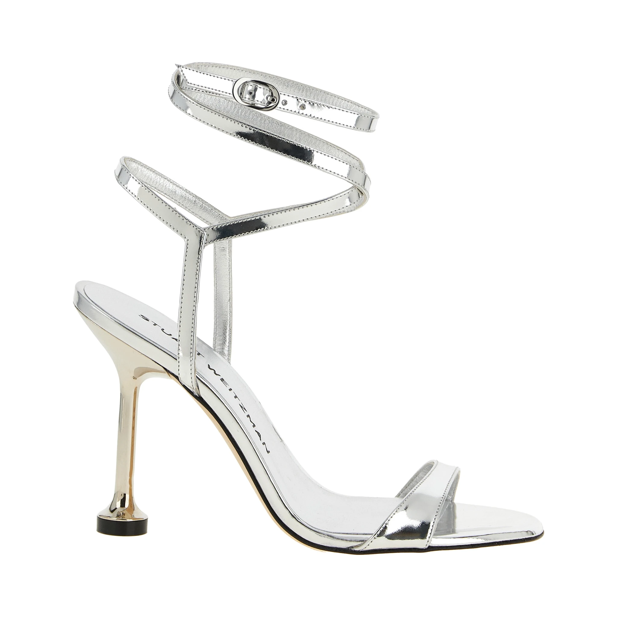 Silver Polyethylene Stiletto Heel Sandals