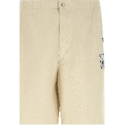 Beige Cotton Athletic Pants