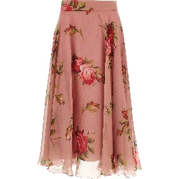 Multicolor Silk Midi Skirt
