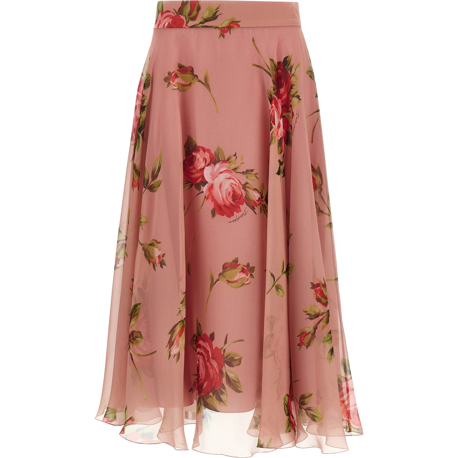 Multicolor Silk Midi Skirt
