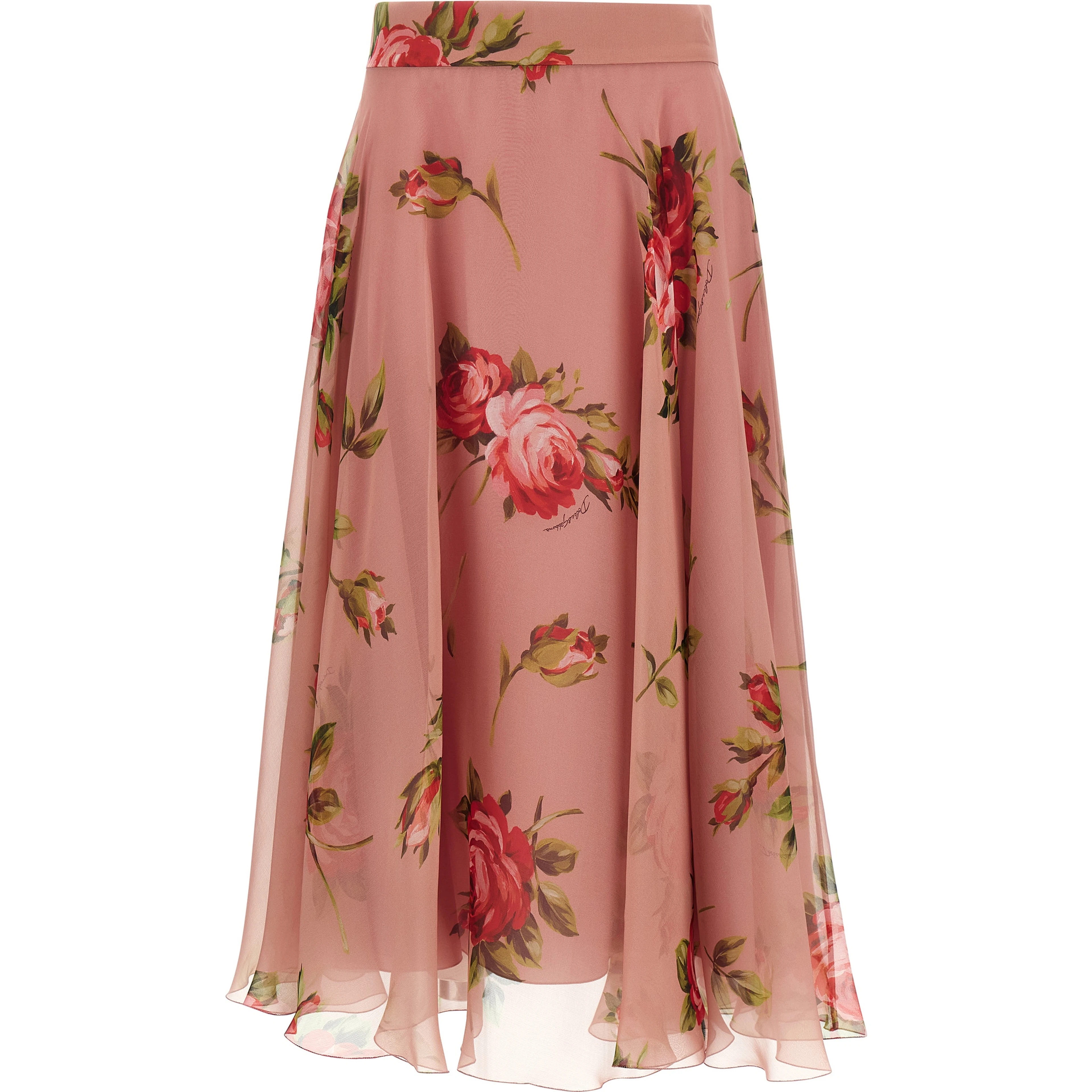 Multicolor Silk Midi Skirt
