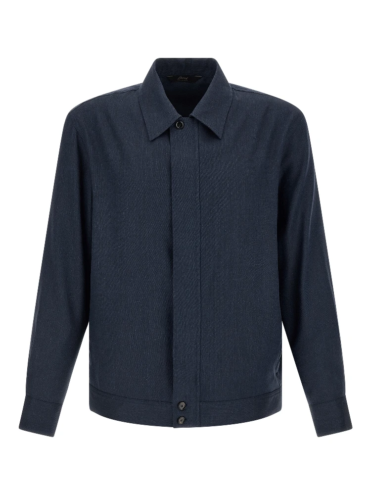 Blue Linen Full-Length Jacket