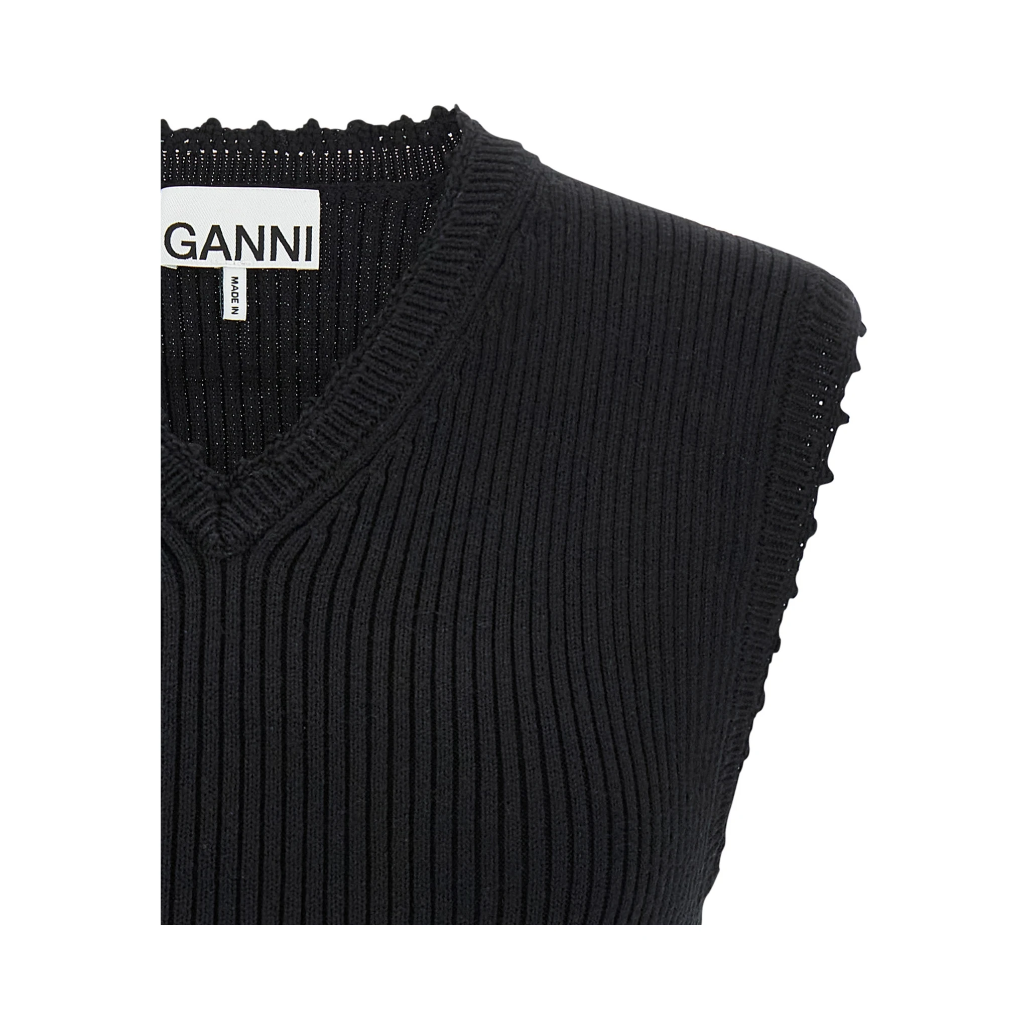 Black Organic Cotton Sleeveless Jacket