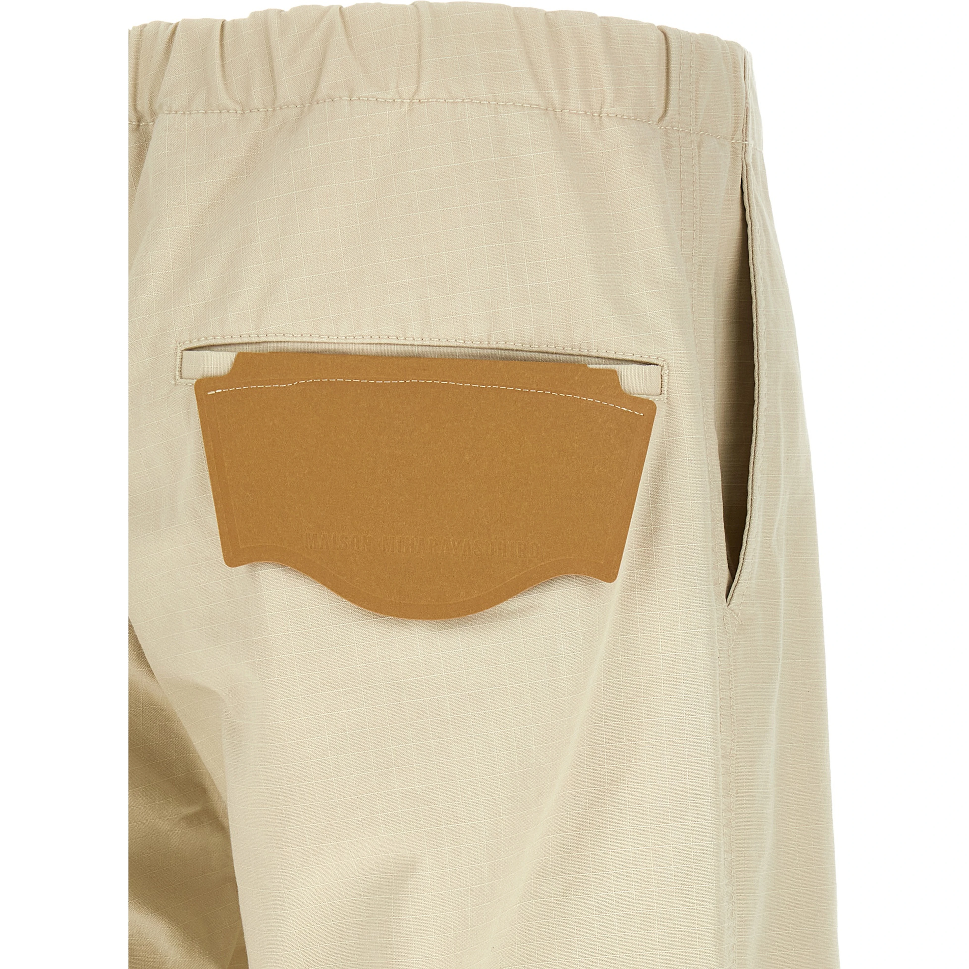 Beige Cotton Athletic Pants