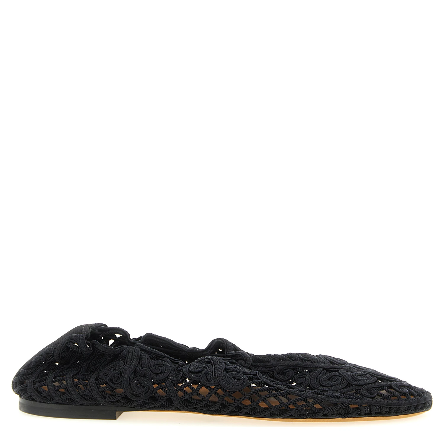 Black Polyester Ballet Flats