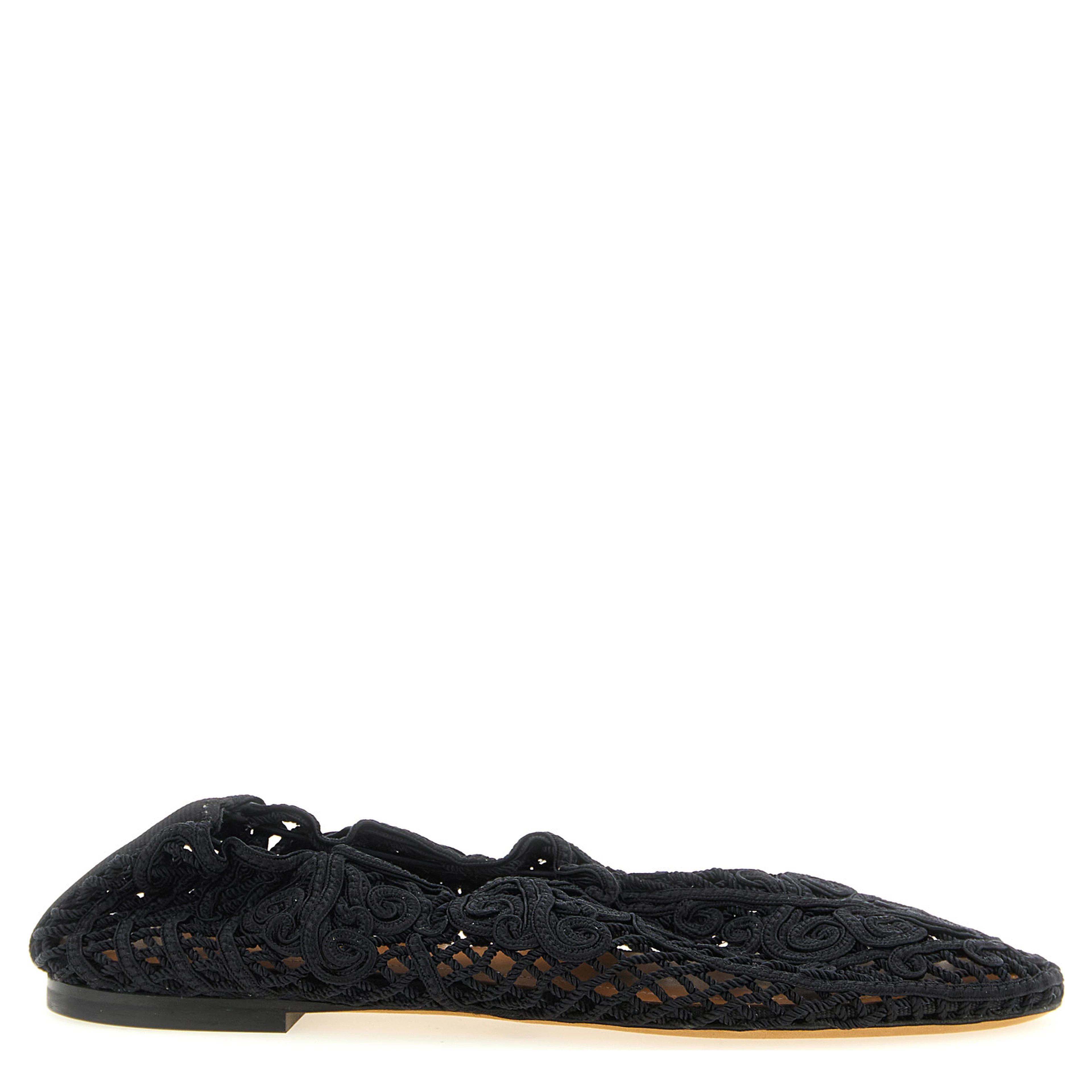 Black Polyester Ballet Flats