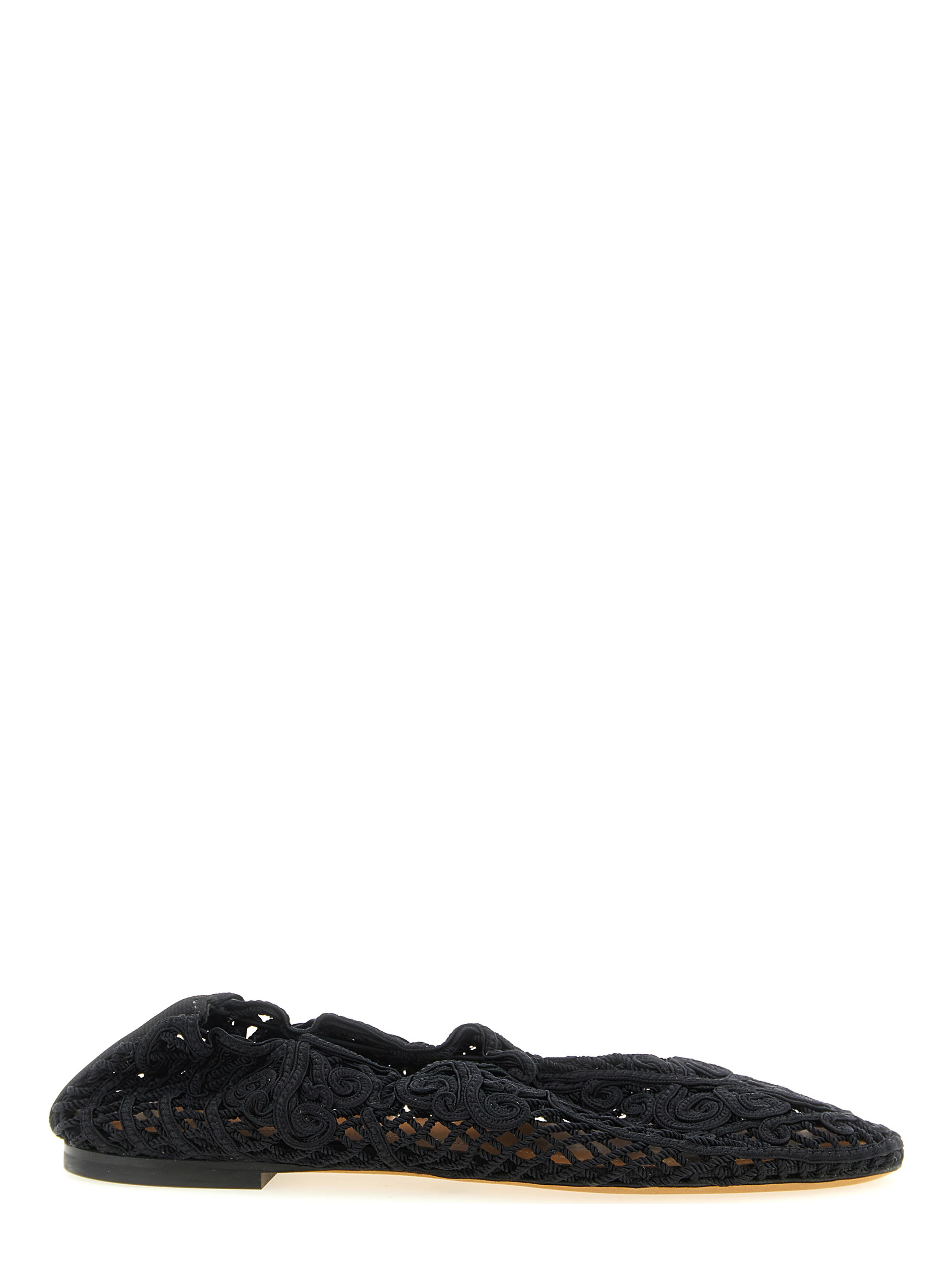 Black Polyester Ballet Flats