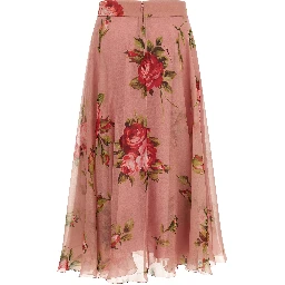 Multicolor Silk Midi Skirt