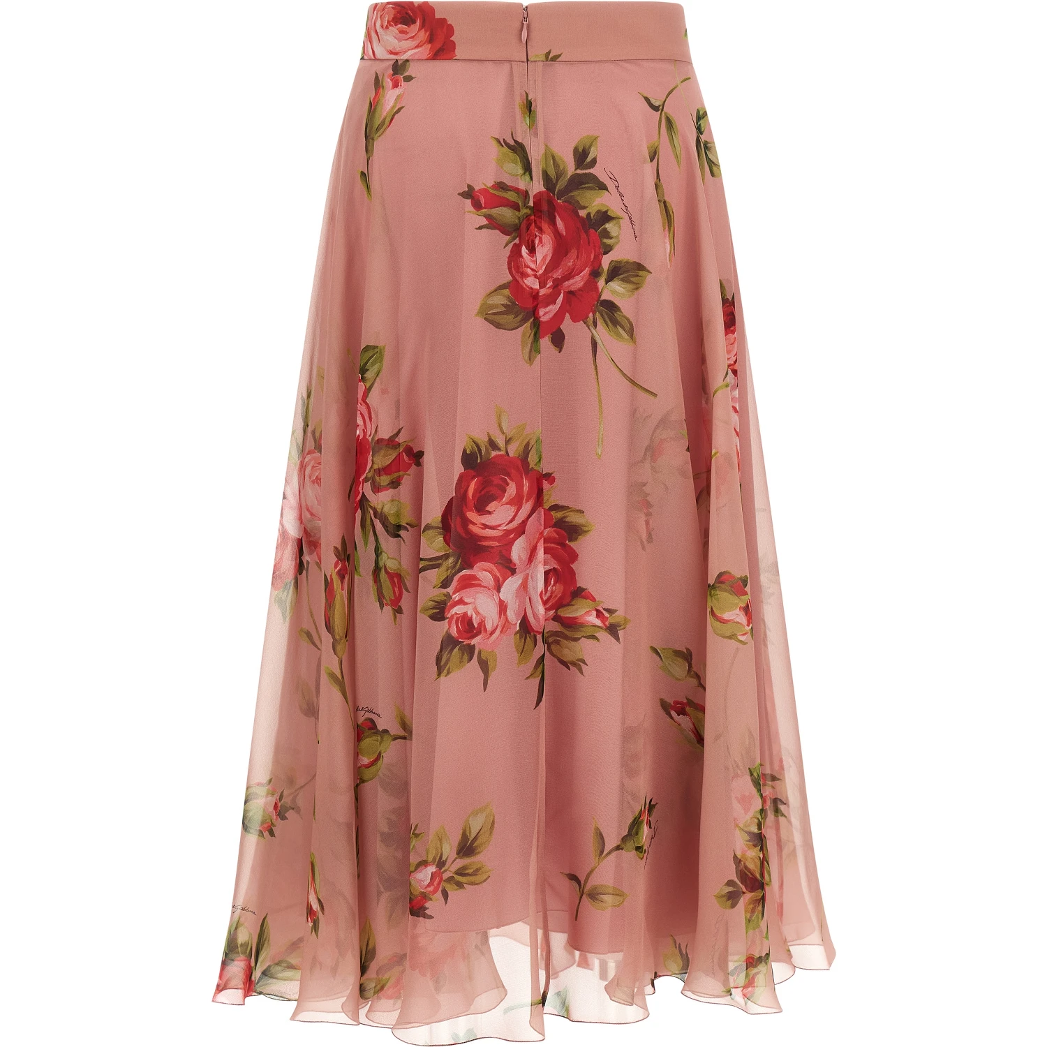 Multicolor Silk Midi Skirt