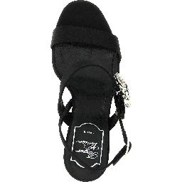 Black Viscose Stiletto Heel Sandals